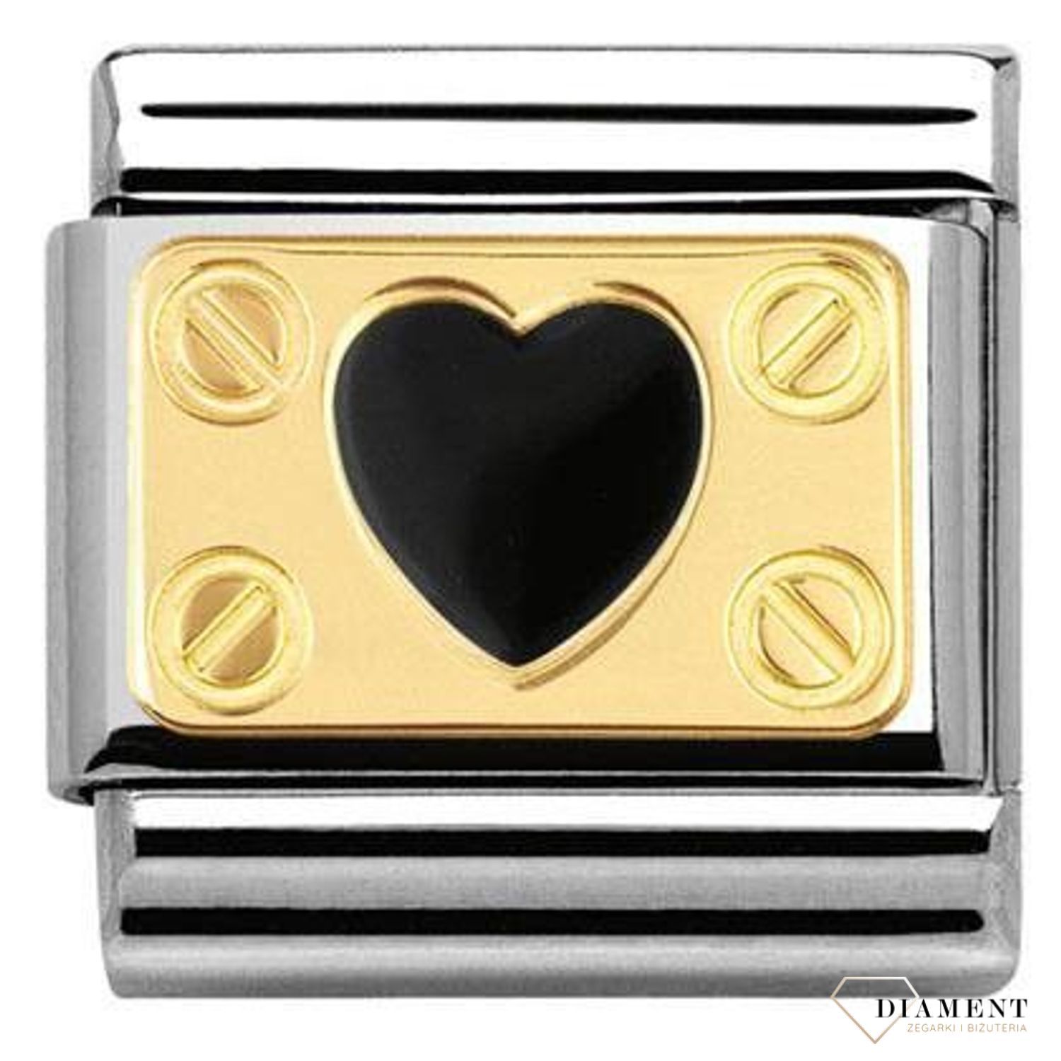 Nomination - Link 18K zawieszka złoto 'Czarne serduszko' 030280 02 biżuteria nomination nomination zawieszki nomination baza.jpg